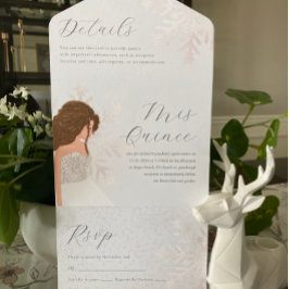 冬の誕生日スノーイキンセアニェラ15年ブルー オールインワン招待状