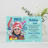 冬の誕生日パーティフォト招待状 招待状 (スタンド正面)