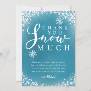 冬の誕生日パーティーのボーイ、ありがとう、多くのカードを積み上げた サンキューカード