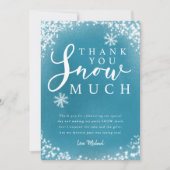 冬の誕生日パーティーのボーイ、ありがとう、多くのカードを積み上げた サンキューカード (正面)