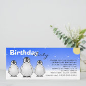 冬の誕生日パーティーの招待とベビーペンギン 招待状 (スタンド正面)