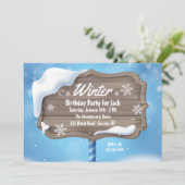 冬の誕生日パーティーの招待 招待状 (スタンド正面)