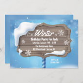 冬の誕生日パーティーの招待 招待状 (正面/裏面)