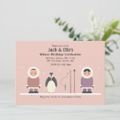 冬の誕生日パーティーの招待 招待状 (スタンド正面)