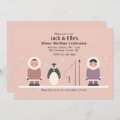 冬の誕生日パーティーの招待 招待状 (正面/裏面)