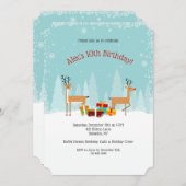 冬の誕生日パーティーへの招待 招待状 (正面/裏面)