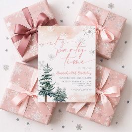 冬の誕生日パーティー招待状　パーティータイムだよ 招待状