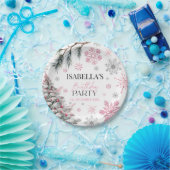 冬の誕生日ピンク ペーパープレート (パーティー)