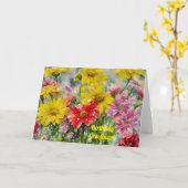 冬の誕生日フラワーズスノー誕生日カード カード (黄色い花)