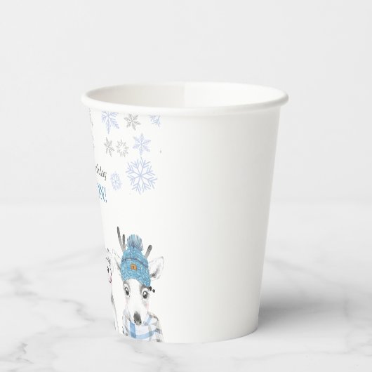 冬の誕生日少年の動物 紙コップ (左)
