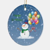 冬の誕生日雪だるま セラミックオーナメント (左)