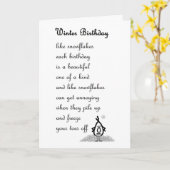 冬の誕生日-おもしろいな誕生日の詩 カード (黄色い花)