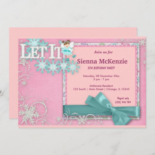 冬の誕生日 招待状 (正面/裏面)