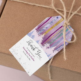 冬の誕生日 青紫色 雪の木 ギフトタグ