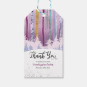 冬の誕生日 青紫色 雪の木 ギフトタグ (正面)