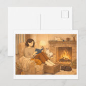 冬の読書 ポストカード (正面/裏面)