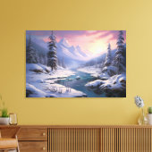 冬の谷の静けさ：雪の山 キャンバスプリント (インサイチュ (リビング))