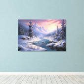 冬の谷の静けさ：雪の山 キャンバスプリント (インサイチュ (ウッドフロア))