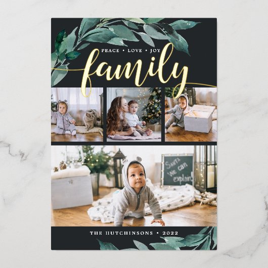 冬の豊かさ |フォトコラージュ金ゴールド 箔シーズンカード (正面)