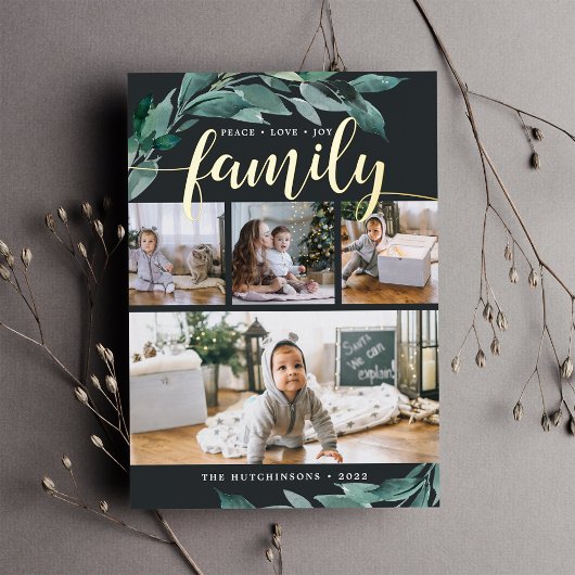 冬の豊かさ |フォトコラージュ金ゴールド 箔シーズンカード