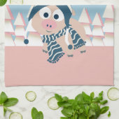 冬の豚 キッチンタオル (折り畳み)