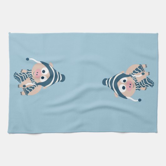 冬の豚 キッチンタオル (横)