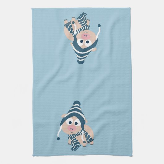 冬の豚 キッチンタオル (縦)