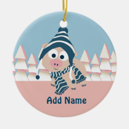 冬の豚 セラミックオーナメント