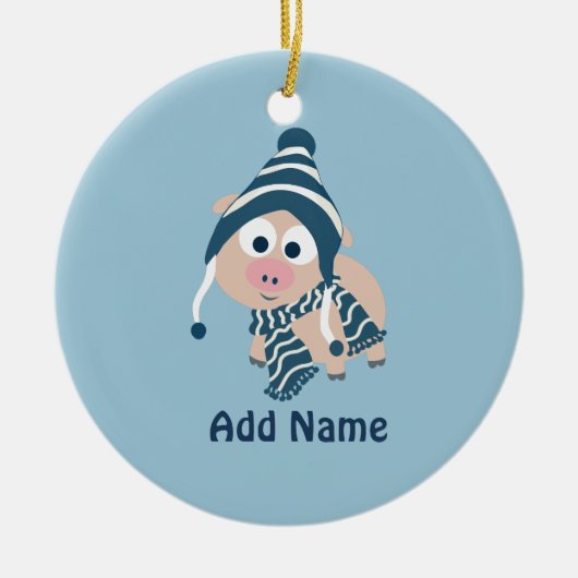 冬の豚 セラミックオーナメント (正面)