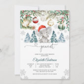 冬の象のベイビーシャワーの招待状 招待状 (正面)