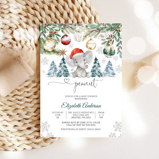 冬の象のベイビーシャワーの招待状 招待状