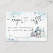 冬の象の男の子の赤ちゃんシャワーおむつラッフル エンクロージャーカード (正面)