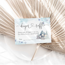 冬の象の男の子の赤ちゃんシャワーおむつラッフル エンクロージャーカード