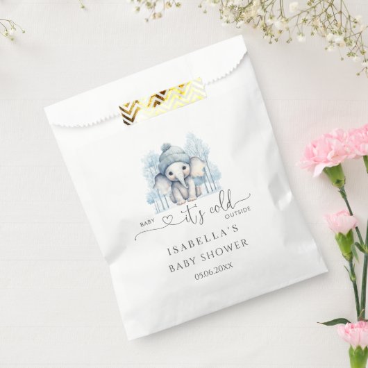 冬の象の男の子の赤ちゃんシャワー フェイバーバッグ (封をした状態)