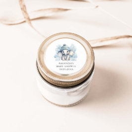 冬の象の男の子の赤ちゃんシャワー ラウンドシール