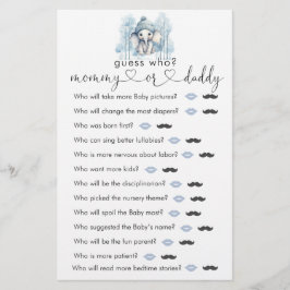 冬の象の男の子の赤ちゃんシャワー"誰を推測"ゲーム