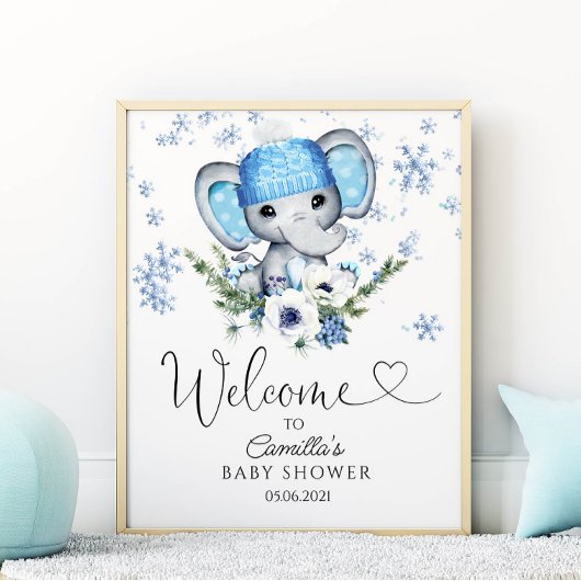 冬の象の赤ちゃんシャワーへようこそ ポスター
