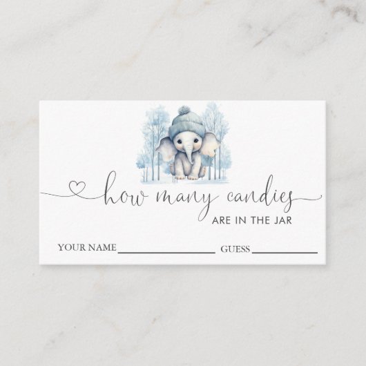 冬の象の赤ちゃんシャワー推測するキャンディの数 エンクロージャーカード (正面)