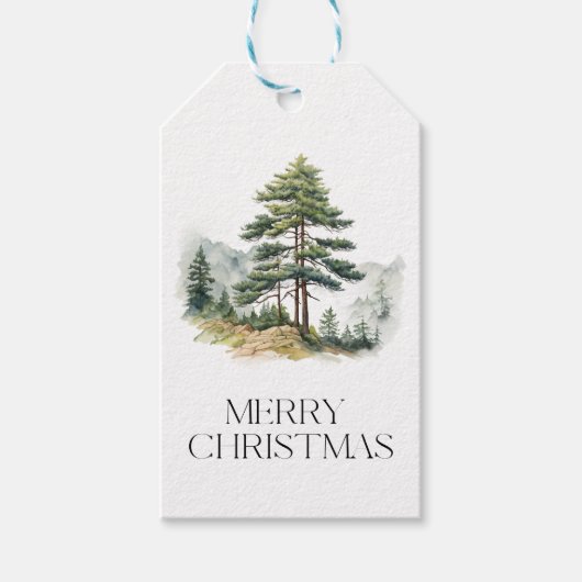 冬の豪華なクリスマスツリー ギフトタグ (正面)