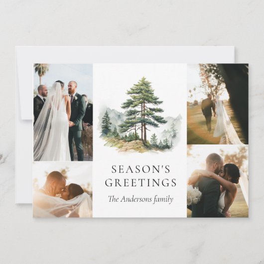 冬の豪華なクリスマスホリデーフォトコラージュ 招待状 (正面)