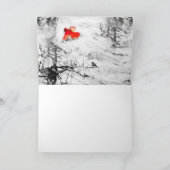 冬の赤いカボース、クリスマスカード、列車 シーズンカード (内部)