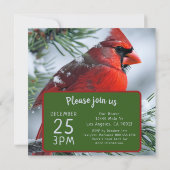 冬の赤いカーディナル 追悼 クリスマス ウェディング セーブザデート (裏面)
