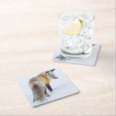 冬の赤いキツネ スクエアペーパーコースター (インサイチュ)