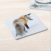 冬の赤いキツネ スクエアペーパーコースター (アングル)