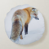 冬の赤いキツネ ラウンドクッション (裏面)