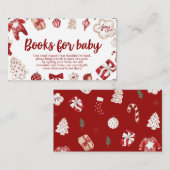 冬の赤いクリスマスの赤ちゃんシャワーベビー エンクロージャーカード (正面/裏面)
