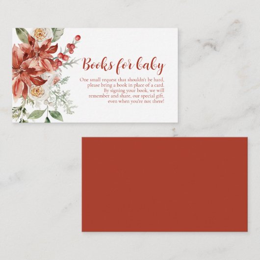 冬の赤いクリスマスの赤ちゃんシャワーベビー エンクロージャーカード (正面/裏面)