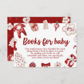 冬の赤いクリスマスの赤ちゃんシャワーベビー エンクロージャーカード (正面/裏面)