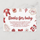 冬の赤いクリスマスの赤ちゃんシャワーベビー エンクロージャーカード (正面)