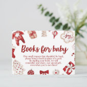 冬の赤いクリスマスの赤ちゃんシャワーベビー エンクロージャーカード (スタンド正面)